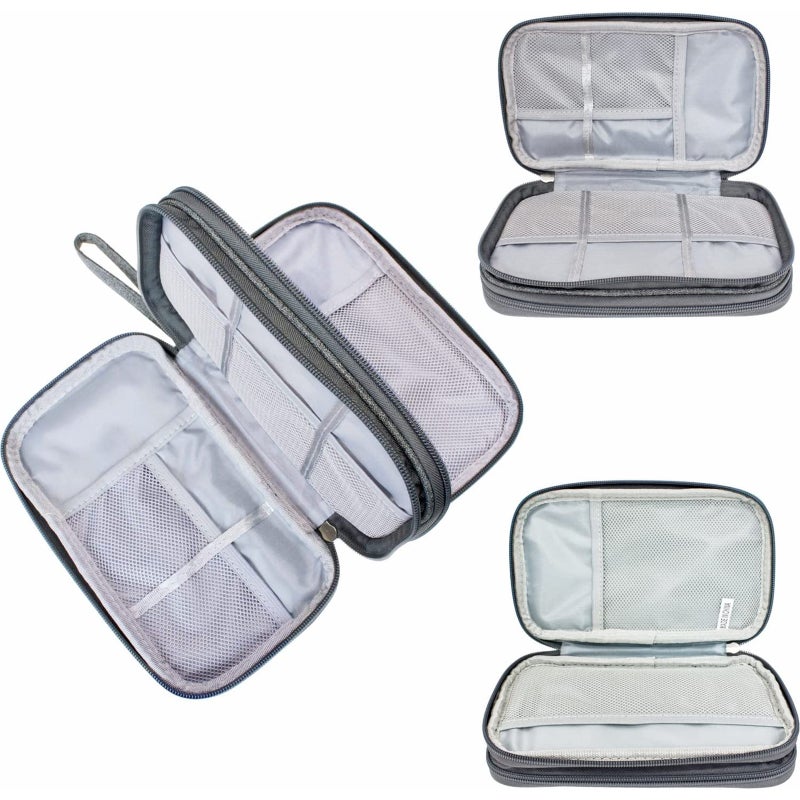 Travel Tech Organizer - 2 Compartments Splash-Proof Medium Dark Grey Pouch for Office Workers, Travelers, School Students - Image 5