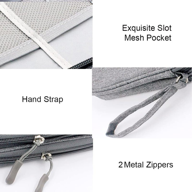 Travel Tech Organizer - 2 Compartments Splash-Proof Medium Dark Grey Pouch for Office Workers, Travelers, School Students - Image 4