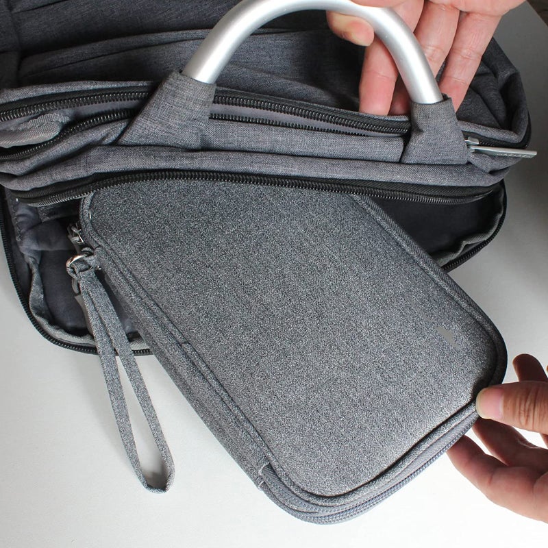Travel Tech Organizer - 2 Compartments Splash-Proof Medium Dark Grey Pouch for Office Workers, Travelers, School Students - Image 3
