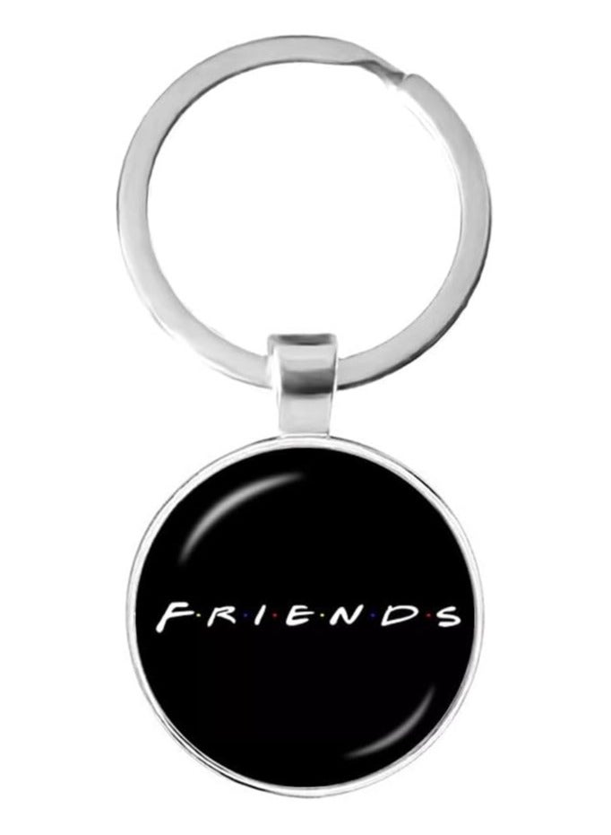 SOLDOUT Friends TV Show Keychain Cartoon Fun Pattern 25mm Glass Cabochon Key Ring Key Holder for Friendship Day Gift (Black) - Image 1