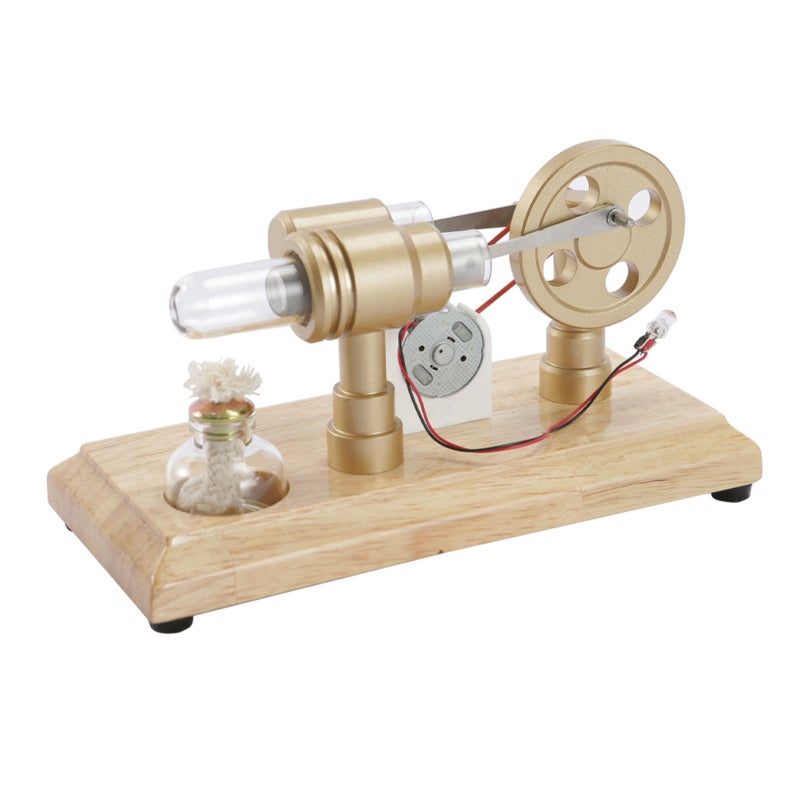 Stirling Engine Motor Model - Stainless Steel Aluminum Alloy RTR Version Flying Saucer Stirling Engine Kit With LED Light for Classroom Laboratory Experiment - Image 1