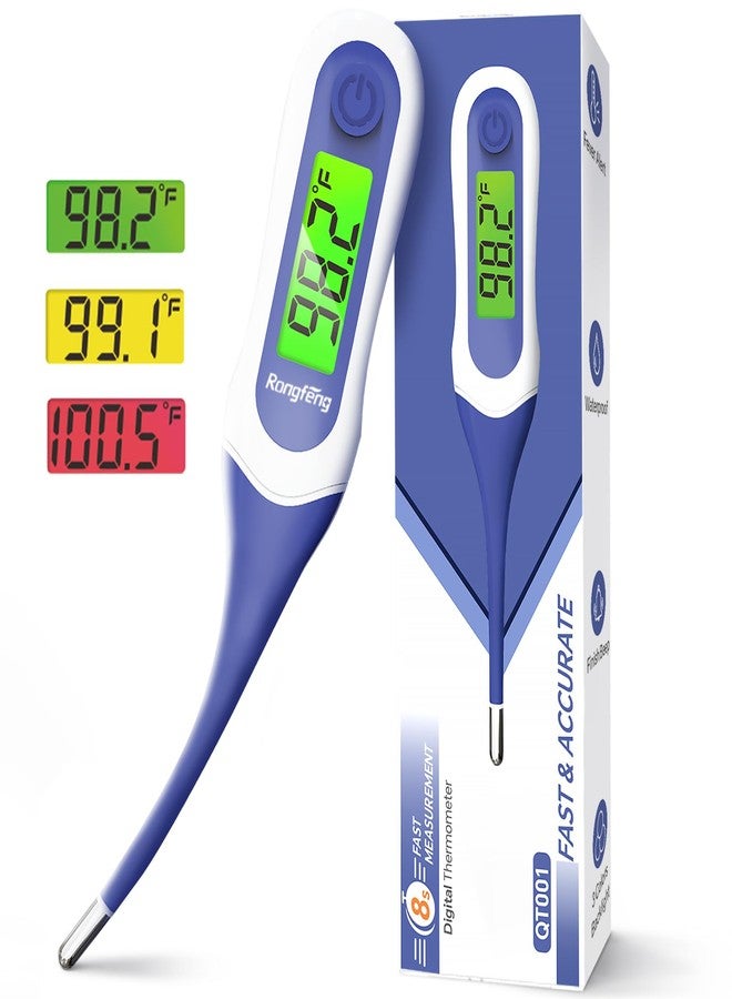 8s Fast Reading Oral Thermometer for Adults and Kids, Digital Baby Thermometer with 3 Color Backlit and Fever Alarm Medical FDA Basal Thermometer for Oral, Rectal, Underarm
