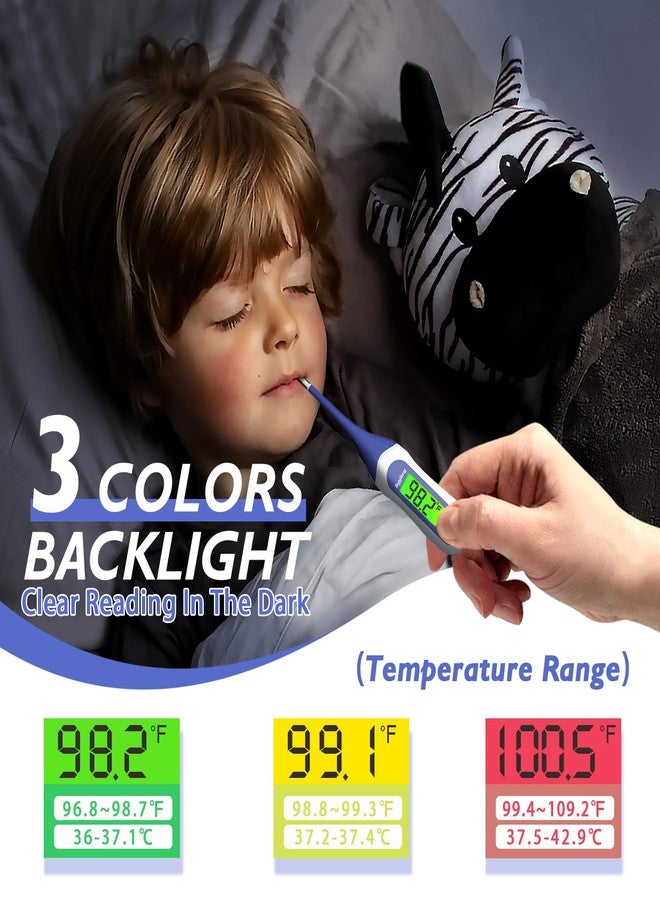 Rongfeng 8s Fast Reading Oral Thermometer for Adults and Kids, Digital Baby Thermometer with 3 Color Backlit and Fever Alarm Medical FDA Basal Thermometer for Oral, Rectal, Underarm - Image 4
