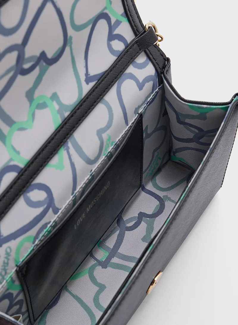 لوف موسكينو BLACK PU-MULTICOLOUR NYLON BLACK PU-MULTICOLOUR NY
