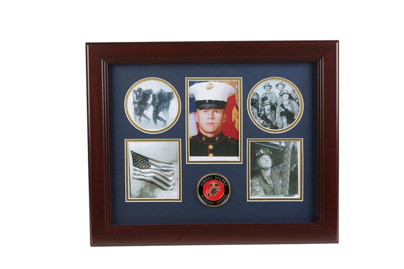 Allied Flag Allied Frame United States Marine Corps Medallion 5 Picture Collage Frame with Stars - Image 5