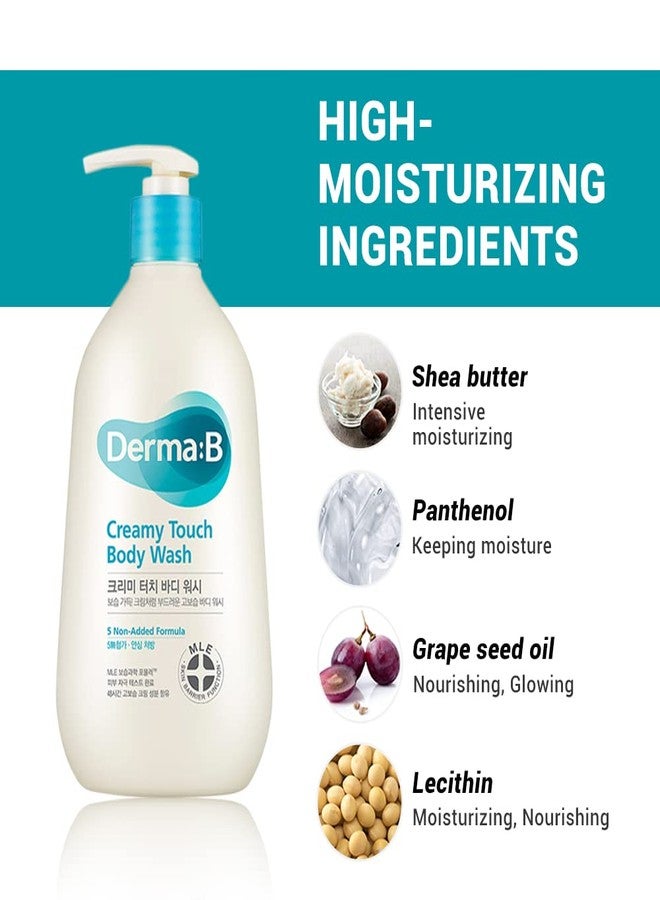 Derma B Creamy Touch Body Wash, Long-Lasting Mild Moisturizing Cleanser, Intensive Nourishing with Shea Butter, Grape Seed Oil, Panthenol, Relaxing Scented Shower Gel, Kbeauty, 13.5 Fl Oz, 400ml - Image 3