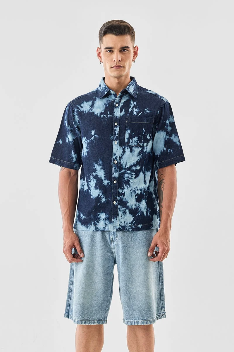 سنيتش قميص جينز بألوان متدرجة كبير الحجم