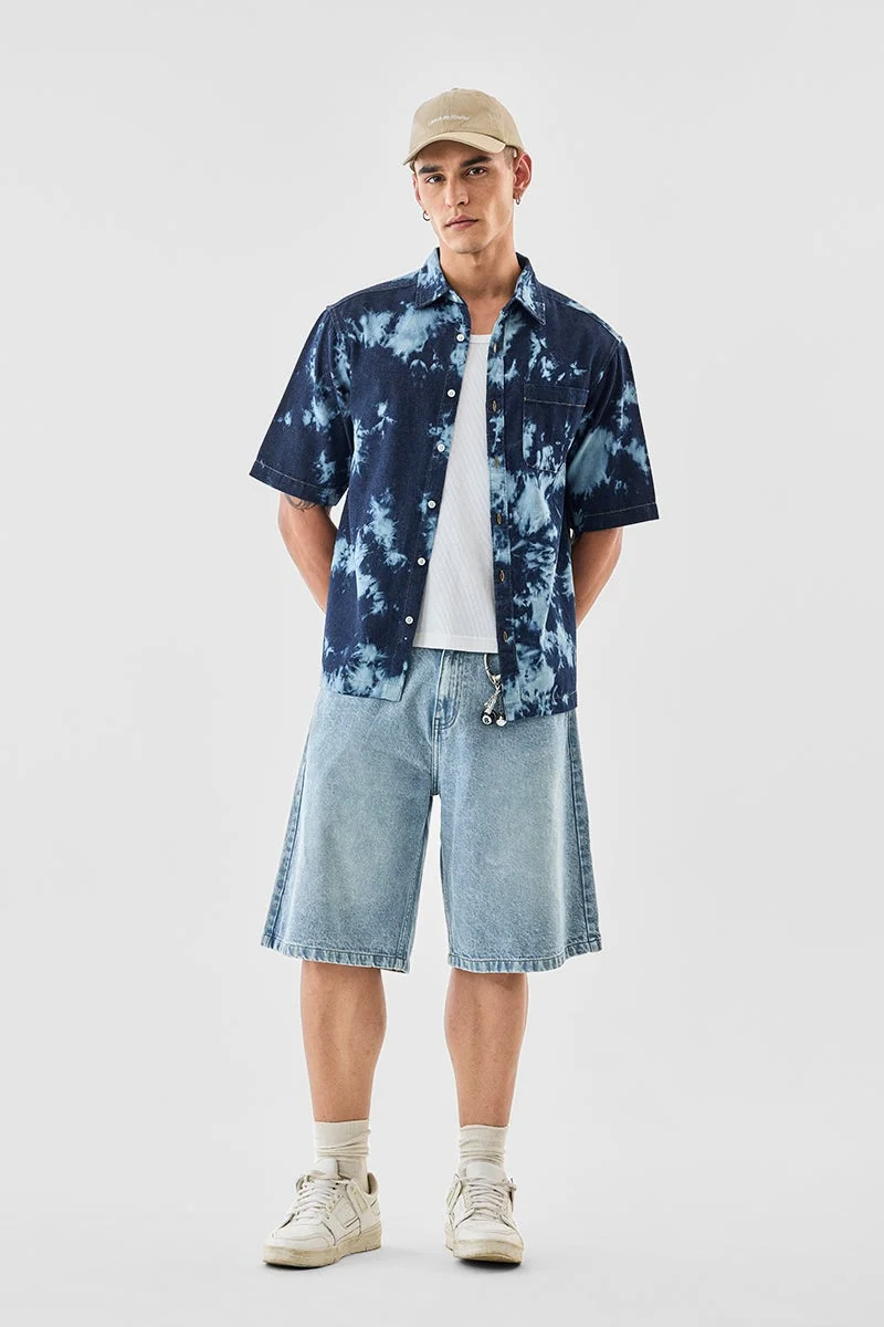 سنيتش قميص جينز بألوان متدرجة كبير الحجم