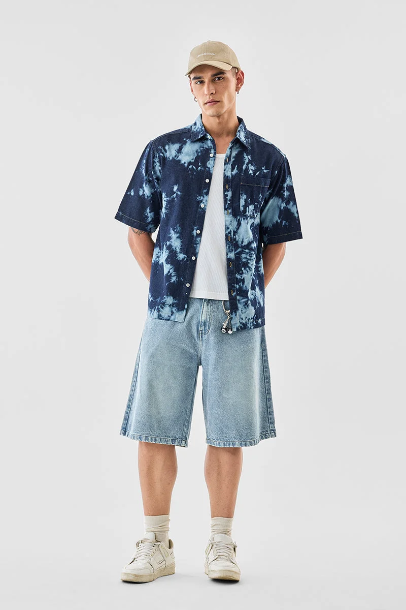 SNITCH Oversized Tie & Dye Denim Shirt