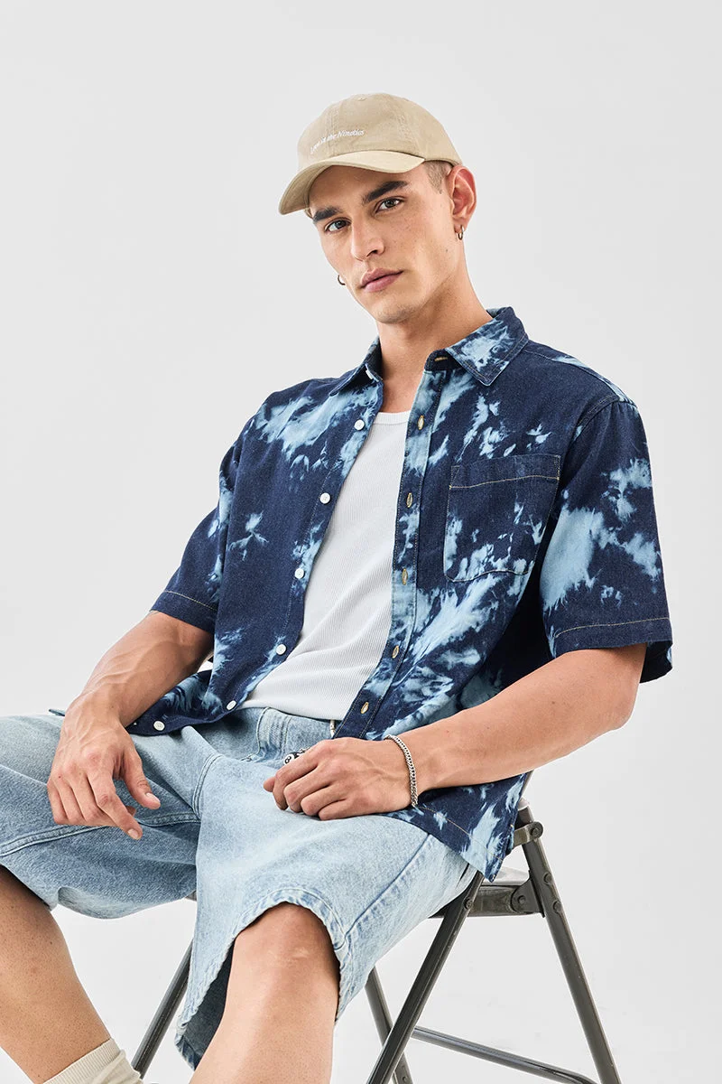 SNITCH Oversized Tie & Dye Denim Shirt