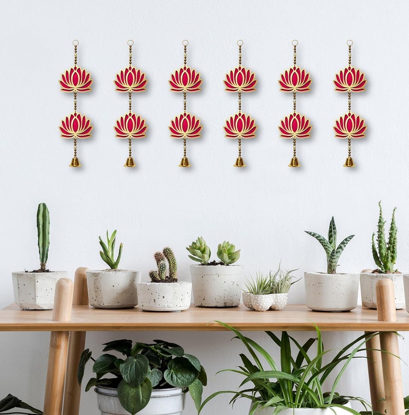 True Decor Lotus Wall Hanging for Decoration Pooja Room Decoration Items || Height 14 Inches || Pack of 6 - Image 2