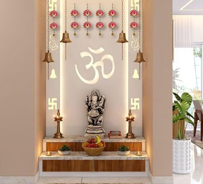 True Decor Lotus Wall Hanging for Decoration Pooja Room Decoration Items || Height 14 Inches || Pack of 6 - Image 1
