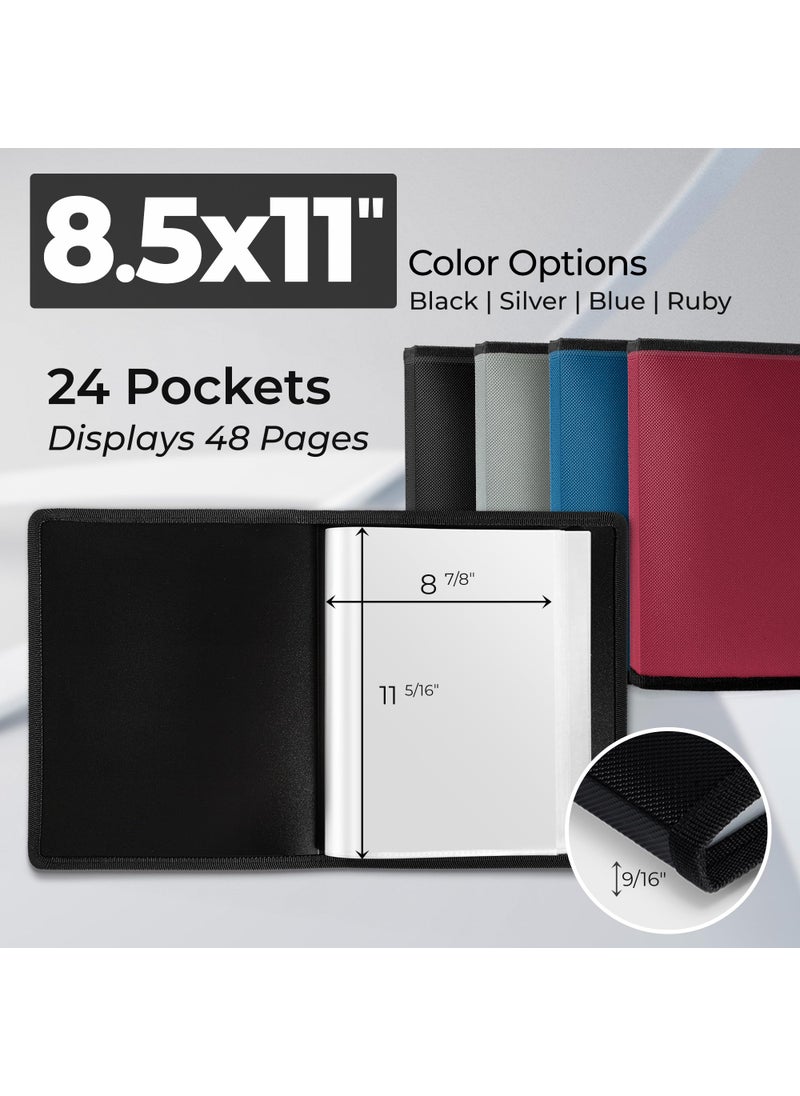 Dunwell Dunwell Art Portfolio 8.5x11 Folder (Black), Mounting Paper, Portfolio Binder for Artwork, 8.5 x 11 Art Folder, 24 Pockets Display 48 Pages, Acid-Free Poly Presentation Book  - Image 3
