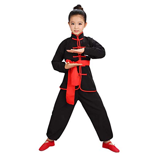 STIOEDYUAN Kids Kung Fu Suits Tai Chi Uniform Chinese Martial Art Wing Chun Clothing Sets (Black, 9-10 Years) - Image 2