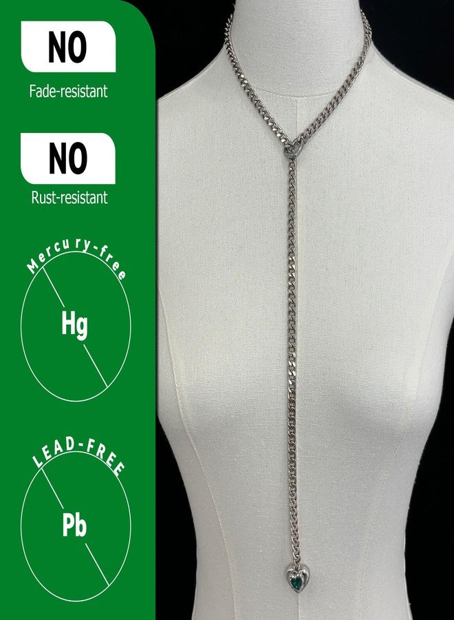 EverGlimp Heart Layer Pendant Necklace for Women, Adjustable Slip Chain with Colorful Gemstone & Heart Clasp, Romantic Jewelry Gift. (Silver-Green) - Image 4