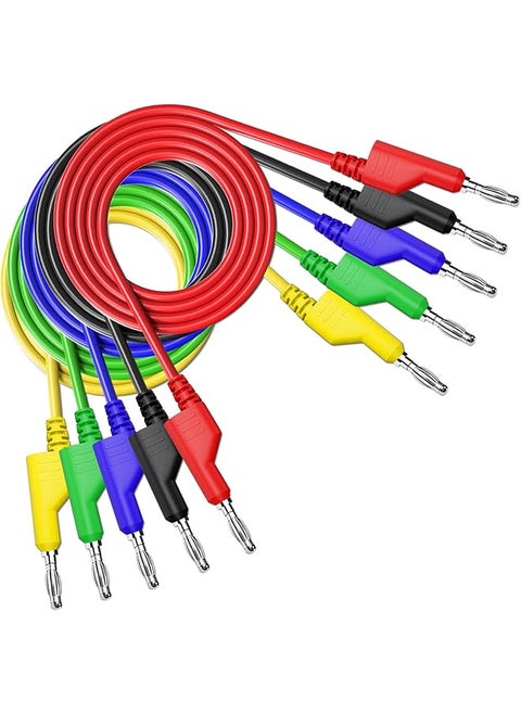 promass Double-ended 4mm Banana Plug Test Leads Stackable Copper Pulg Soft Cables for Laboratory Multimeter Electric Testing 5PCS