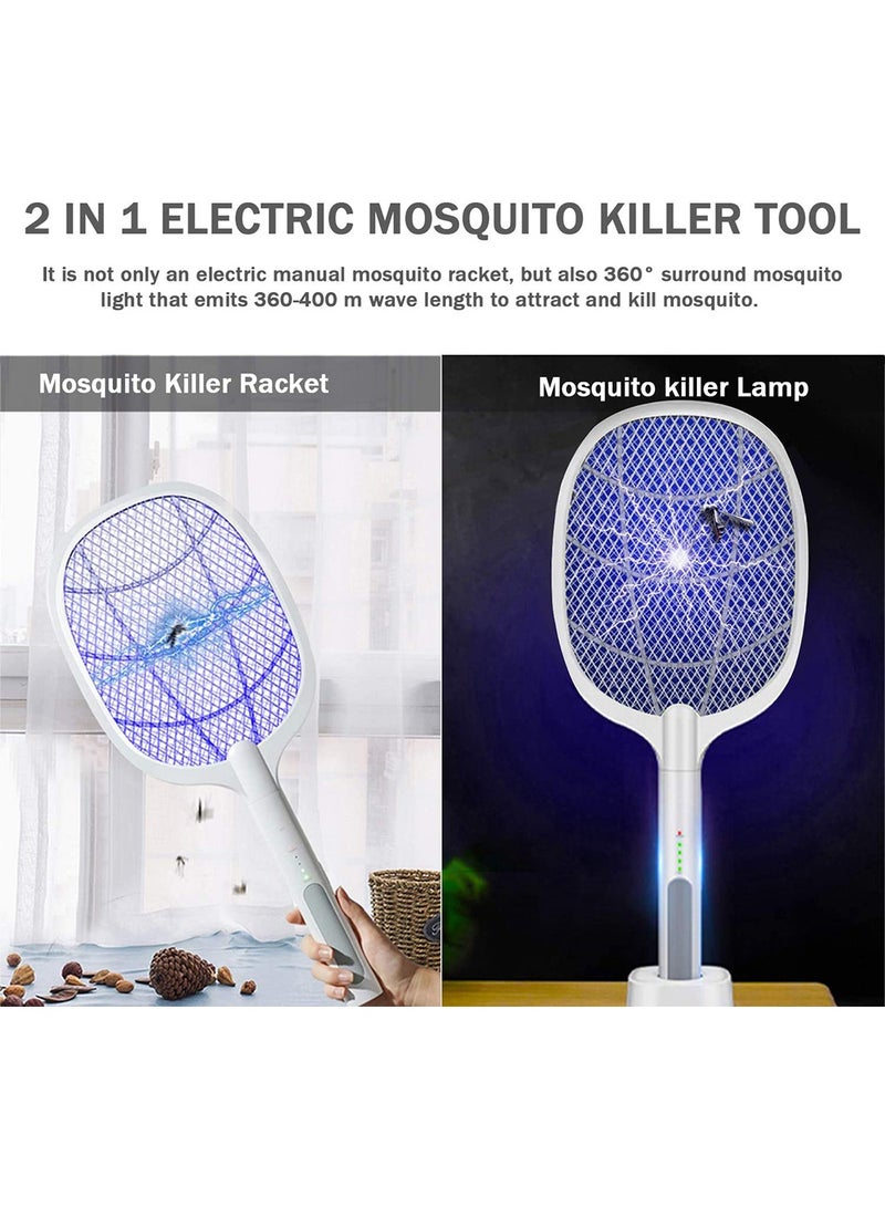 ZONEY ZONEY Electric Fly Swatter, Handheld Rechargeable Bug Zapper Racket, Powerful 3000 Volt Mosquito Killer Mosquitoes Lamp & Racket 2 in 1, 3-Layer Touch Mesh  - Image 2