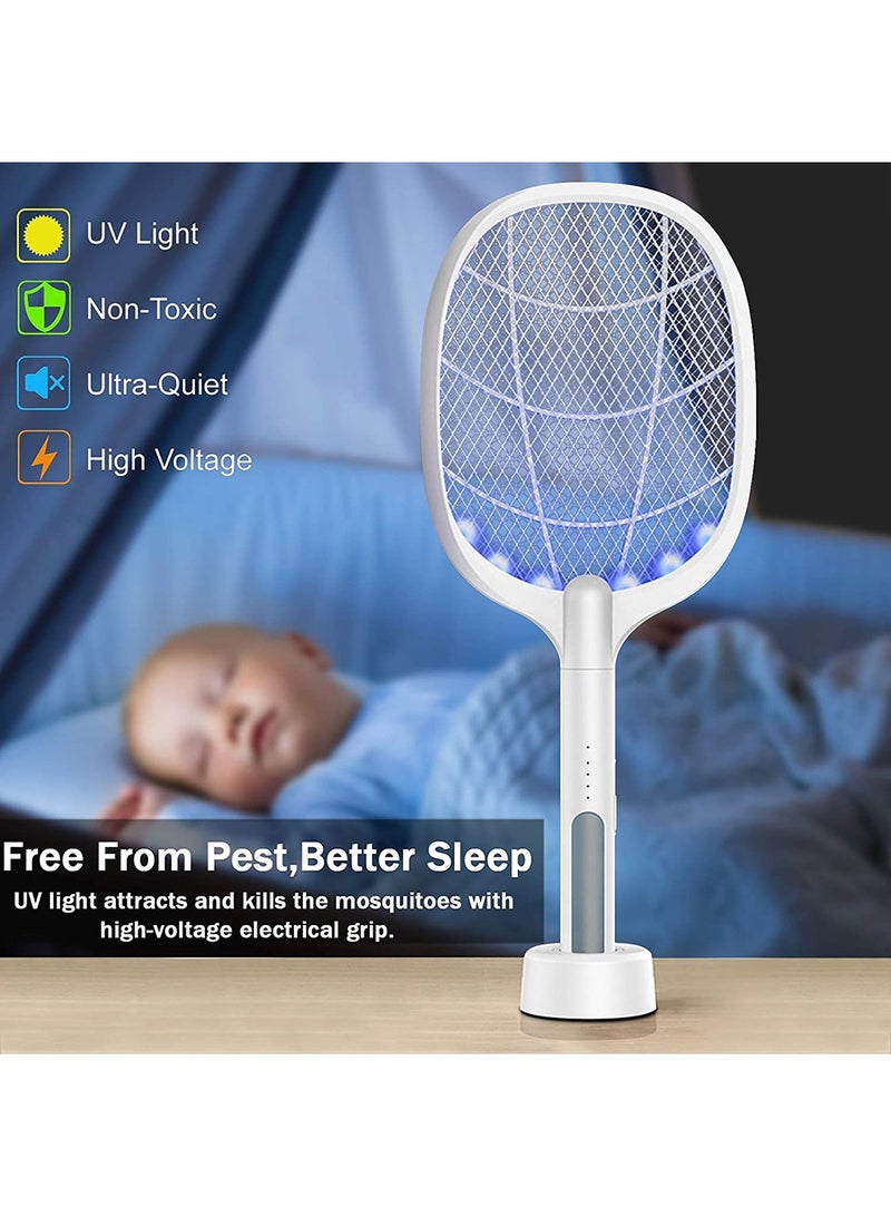 ZONEY ZONEY Electric Fly Swatter, Handheld Rechargeable Bug Zapper Racket, Powerful 3000 Volt Mosquito Killer Mosquitoes Lamp & Racket 2 in 1, 3-Layer Touch Mesh  - Image 4