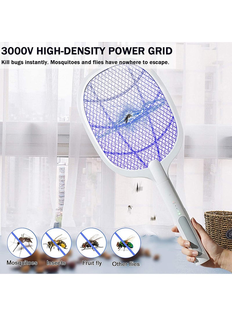 ZONEY ZONEY Electric Fly Swatter, Handheld Rechargeable Bug Zapper Racket, Powerful 3000 Volt Mosquito Killer Mosquitoes Lamp & Racket 2 in 1, 3-Layer Touch Mesh  - Image 3