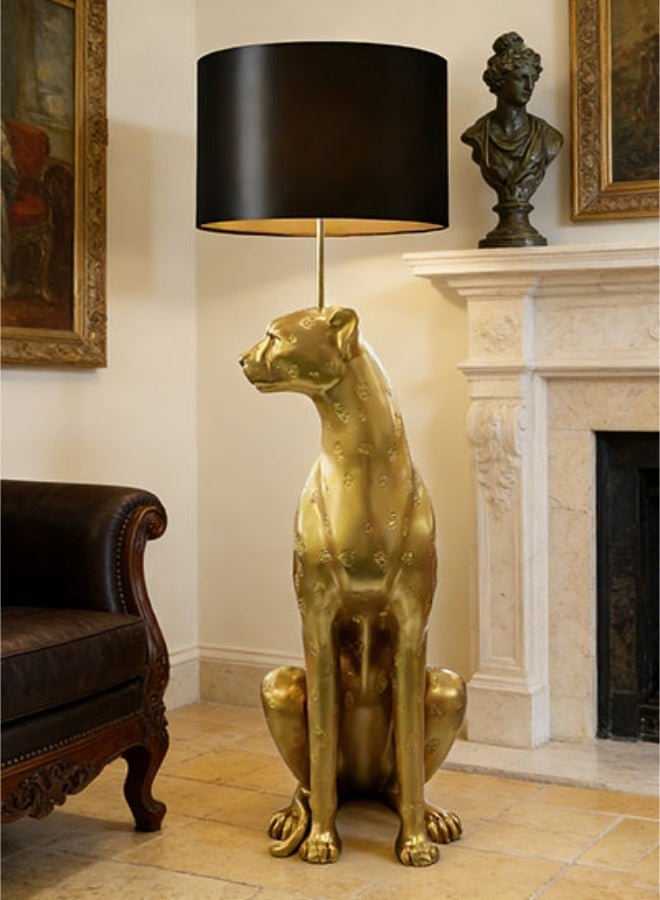 Floor Lamp Golden Cheetah Sculpture Floor Lamp - Luxury Retro Classic Art Decor Statue Light, LED Standing Lamp with 3 Color Temperatures, FRP Craft & Foot Switch, Ideal for Living Room, Bedroom & Hotel Lobby - Image 3