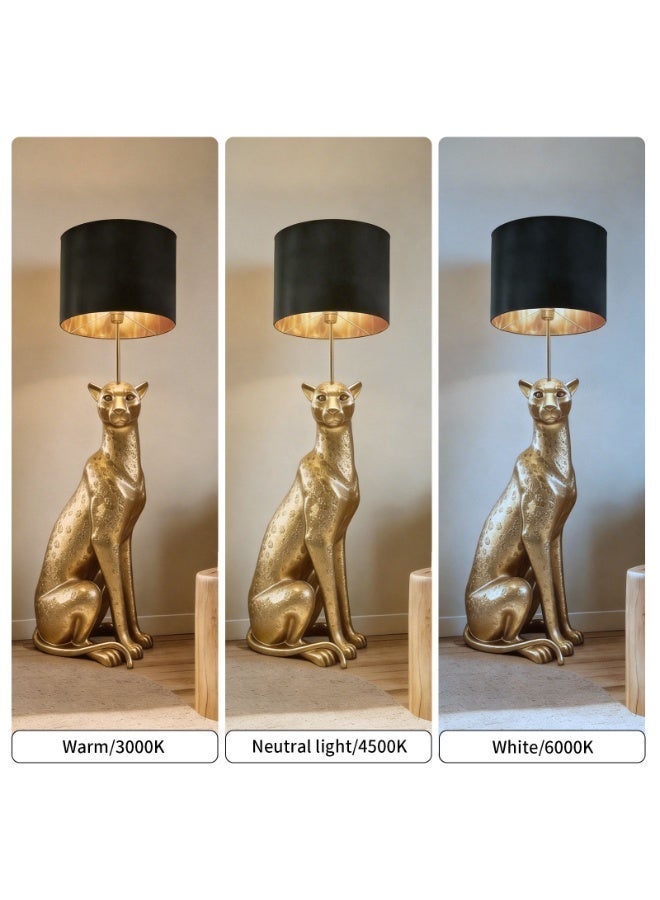 Floor Lamp Golden Cheetah Sculpture Floor Lamp - Luxury Retro Classic Art Decor Statue Light, LED Standing Lamp with 3 Color Temperatures, FRP Craft & Foot Switch, Ideal for Living Room, Bedroom & Hotel Lobby - Image 5