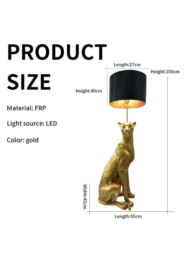 Floor Lamp Golden Cheetah Sculpture Floor Lamp - Luxury Retro Classic Art Decor Statue Light, LED Standing Lamp with 3 Color Temperatures, FRP Craft & Foot Switch, Ideal for Living Room, Bedroom & Hotel Lobby - Image 2