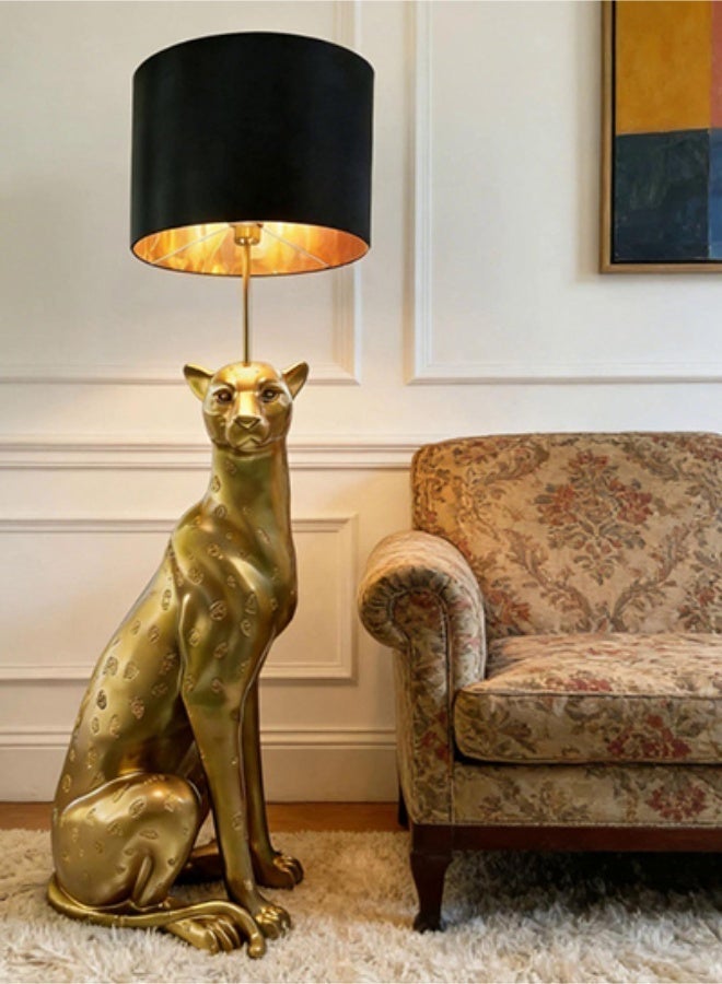 Floor Lamp Golden Cheetah Sculpture Floor Lamp - Luxury Retro Classic Art Decor Statue Light, LED Standing Lamp with 3 Color Temperatures, FRP Craft & Foot Switch, Ideal for Living Room, Bedroom & Hotel Lobby - Image 4