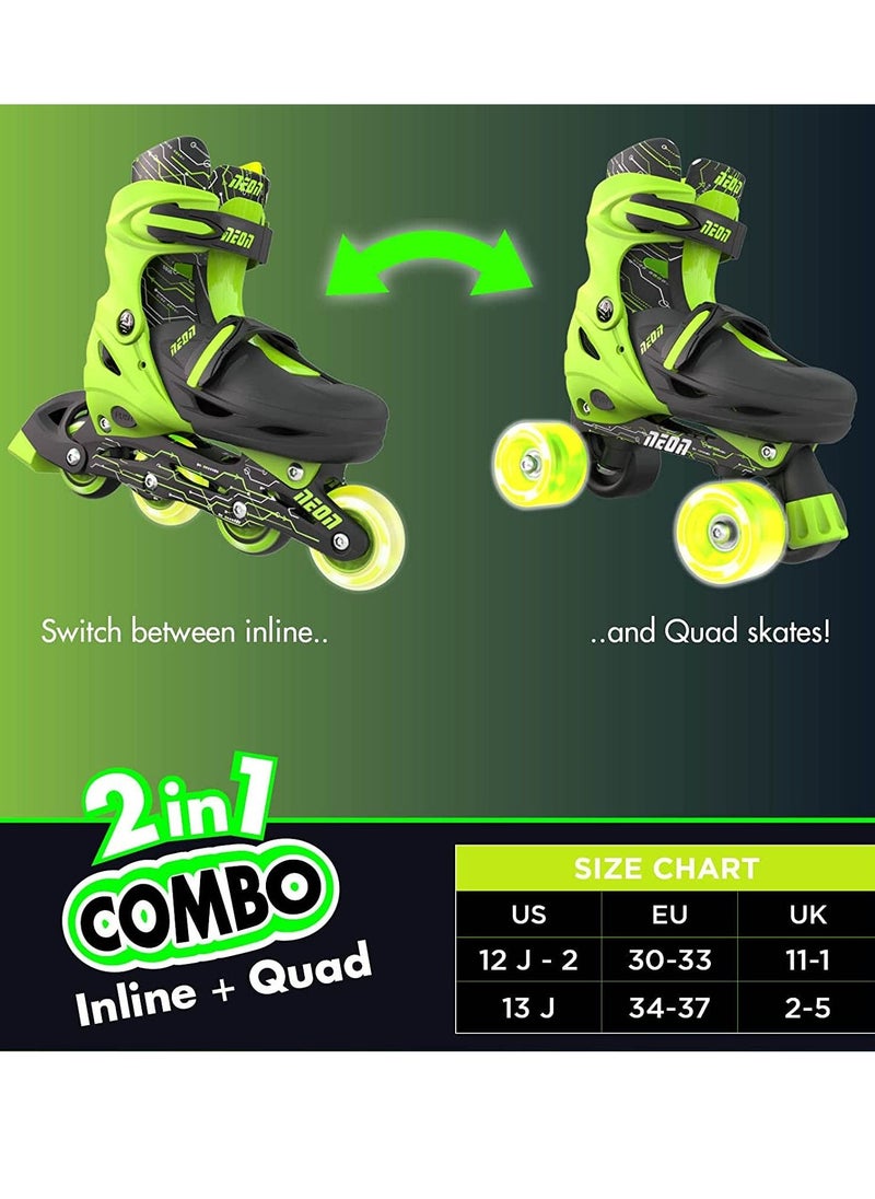 Yvolution Neon 2-1 Quad and Inline Skates for 3-6 Years Old with LED Wheels  - Image 4