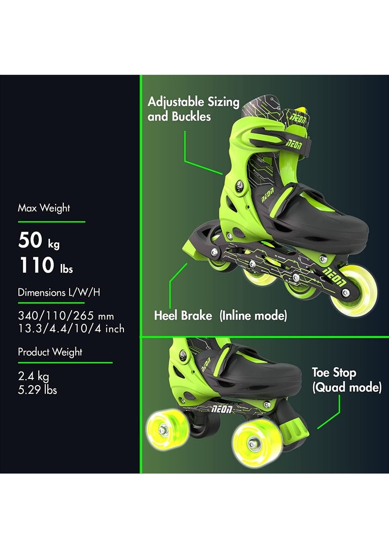 Yvolution Neon 2-1 Quad and Inline Skates for 3-6 Years Old with LED Wheels  - Image 3