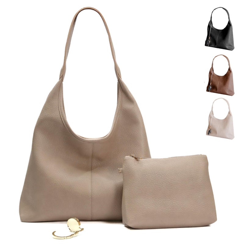 Cee & Dee Slouchy Hobo Bag, Style with Shoulder Strap, Zippered Compartments (Sandstone Ivory) - Image 1
