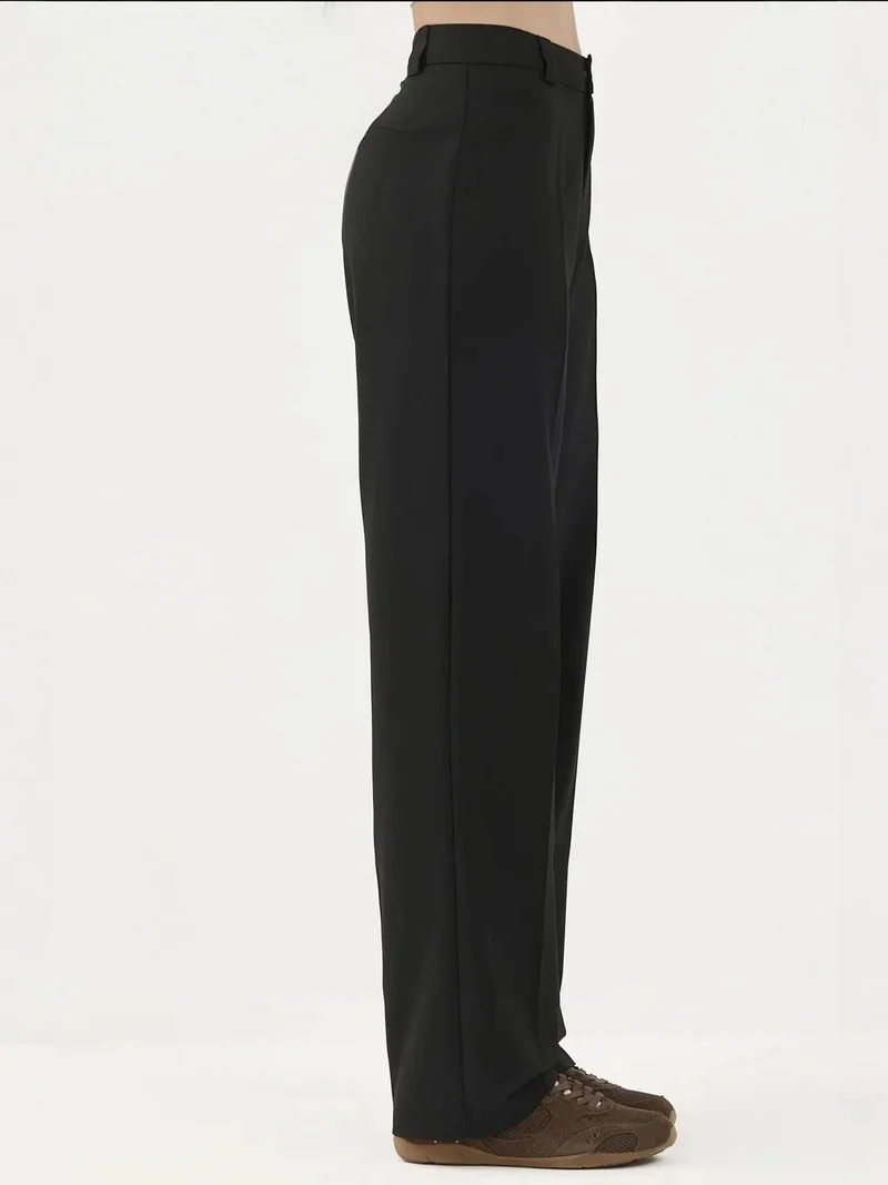 HICCUP Straight Leg Normal Waist Pants with Button Closure