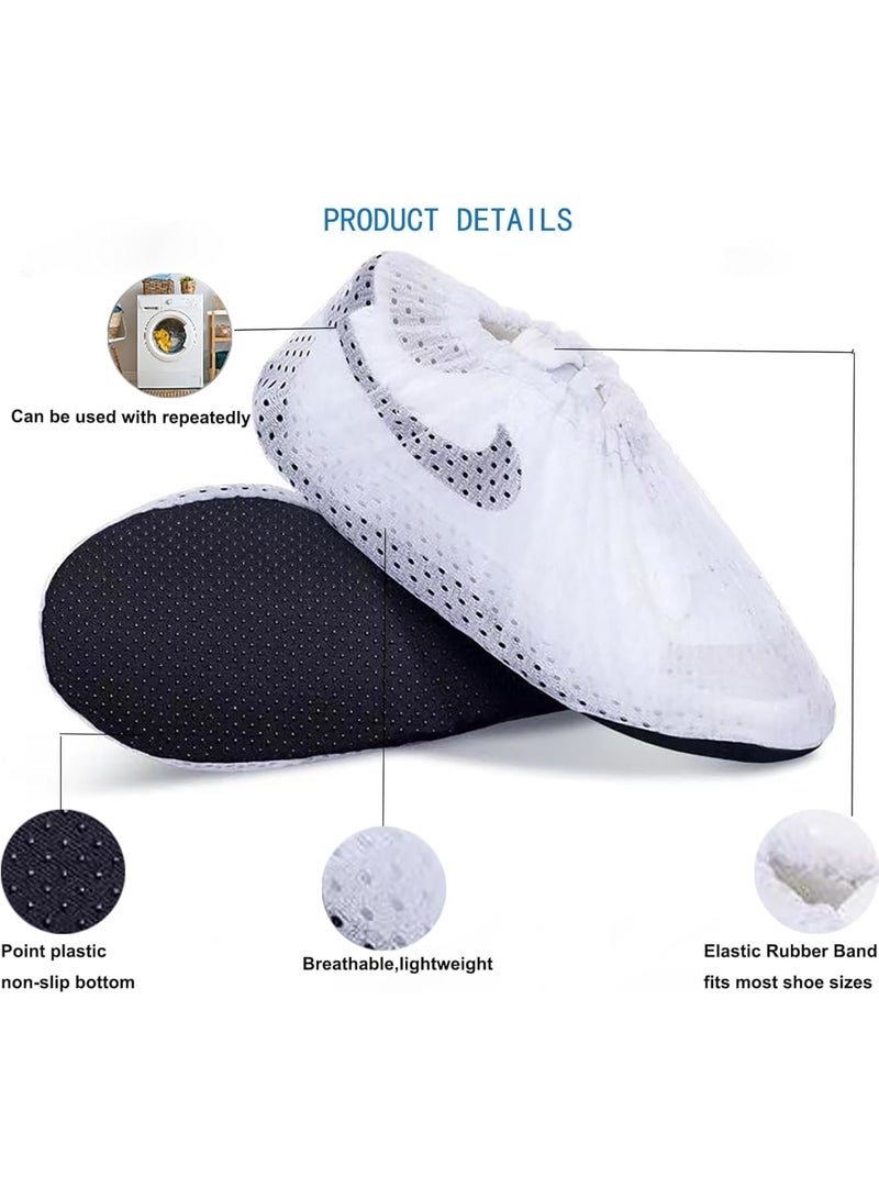 Cobest Mesh Shoe Covers, 5 Pairs Premium Soft Safety Shoe Covers, Breathable Non Slip, Washable Thickened Shoe Covers for Home, Office and Laboratory, one size 5 pair, White - Image 3