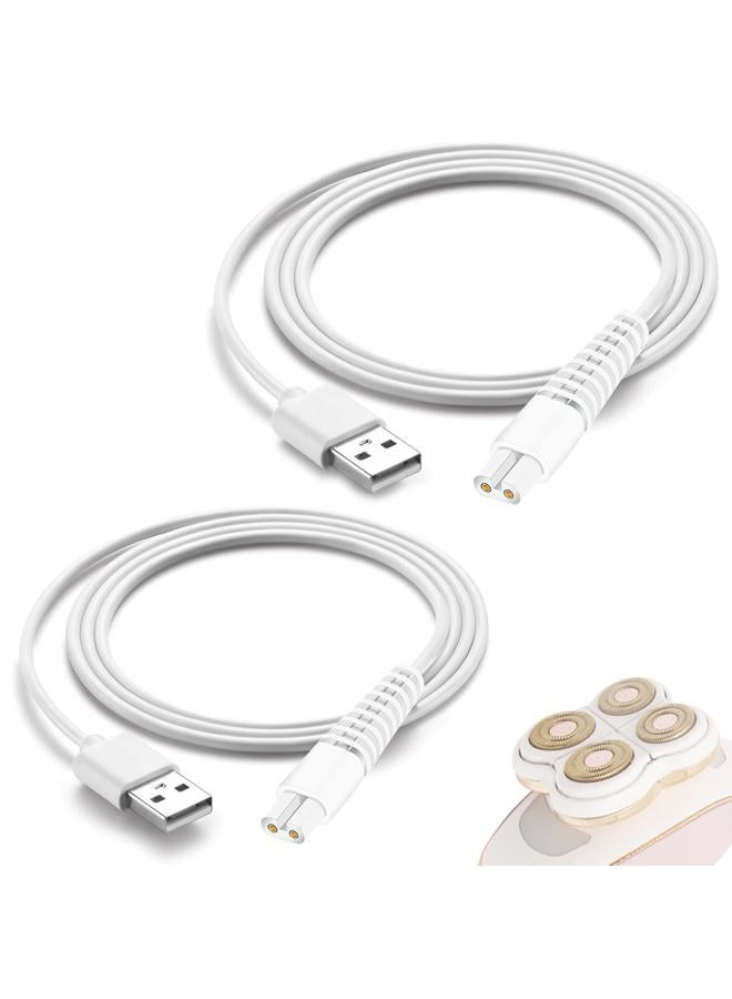 ATUOE Charging Cable Replacement for Flawless Legs Shaver, 2 Pack Power Cord Electric Trimmer Charger Cable Charger Cord for Finishing Touch Flawless Legs Hair Remover Electric Shaver for Women, White - Image 1