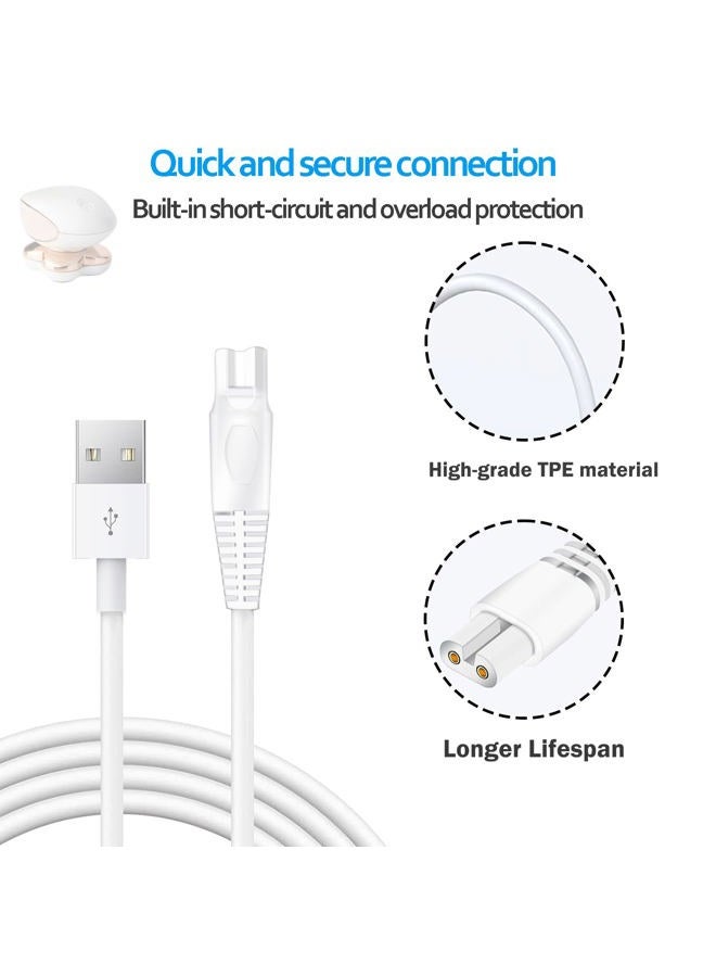 ATUOE Charging Cable Replacement for Flawless Legs Shaver, 2 Pack Power Cord Electric Trimmer Charger Cable Charger Cord for Finishing Touch Flawless Legs Hair Remover Electric Shaver for Women, White - Image 2