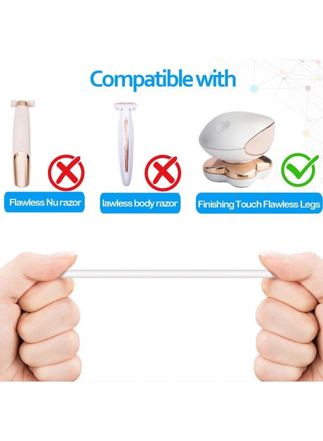ATUOE Charging Cable Replacement for Flawless Legs Shaver, 2 Pack Power Cord Electric Trimmer Charger Cable Charger Cord for Finishing Touch Flawless Legs Hair Remover Electric Shaver for Women, White - Image 4