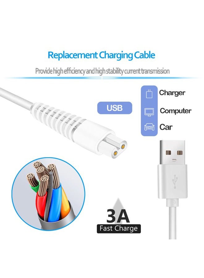 ATUOE Charging Cable Replacement for Flawless Legs Shaver, 2 Pack Power Cord Electric Trimmer Charger Cable Charger Cord for Finishing Touch Flawless Legs Hair Remover Electric Shaver for Women, White - Image 5