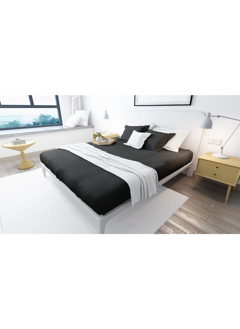 BedNHome Fitted Bed Sheet Set, 100% Egyptian Cotton, 250Tc,  Black  ,2Pillowcases. 120X200Cm  - Image 3