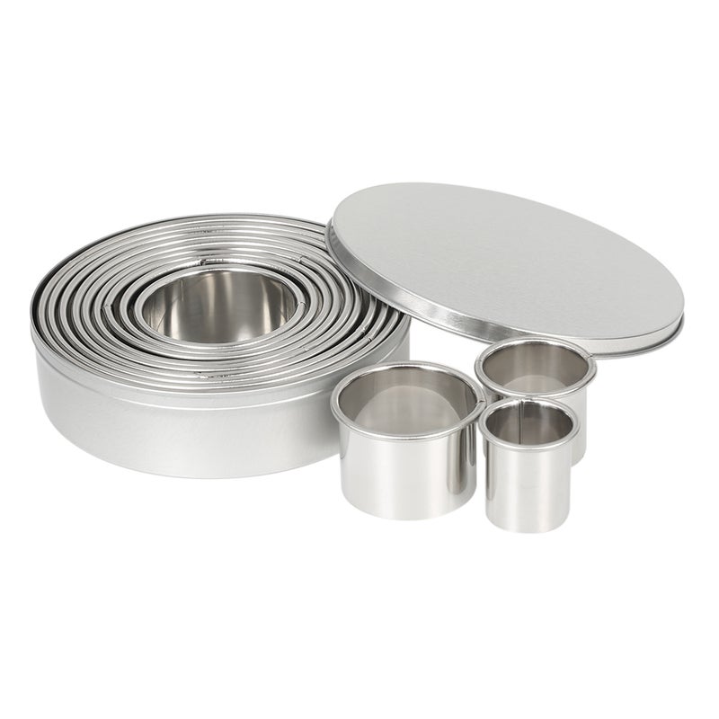 12pcs/set Multifunctional Stainless Steel Circle Cookie Cutter DIY Fondant Cake Decoration Molds Fruit Chocolate Cutters with Storage Box - Image 1