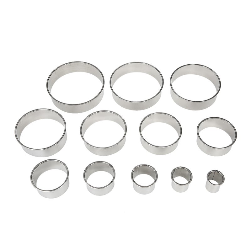 12pcs/set Multifunctional Stainless Steel Circle Cookie Cutter DIY Fondant Cake Decoration Molds Fruit Chocolate Cutters with Storage Box - Image 4