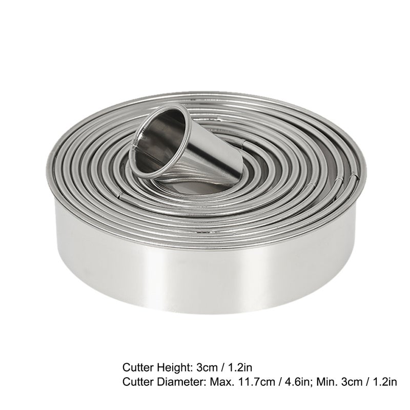12pcs/set Multifunctional Stainless Steel Circle Cookie Cutter DIY Fondant Cake Decoration Molds Fruit Chocolate Cutters with Storage Box - Image 3