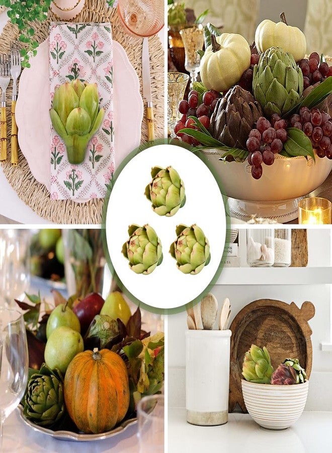 Luckforest Artificial Artichokes, Small Simulation Artichoke Fake Fruits for Home Kitchen Decor Wedding Table Fruit Basket Decoration Set of 3, Green - Image 5