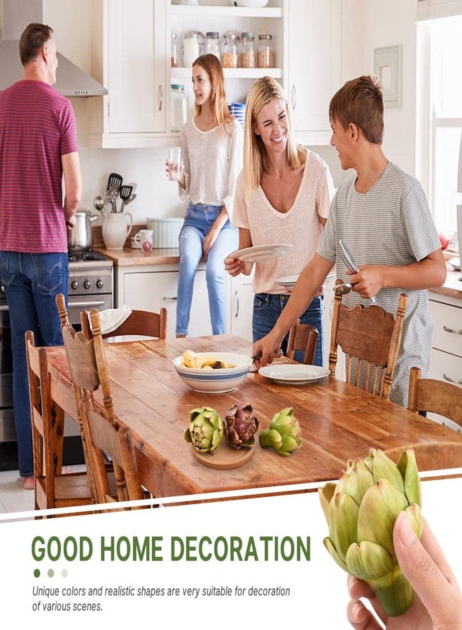 Luckforest Artificial Artichokes, Small Simulation Artichoke Fake Fruits for Home Kitchen Decor Wedding Table Fruit Basket Decoration Set of 3, Green - Image 2