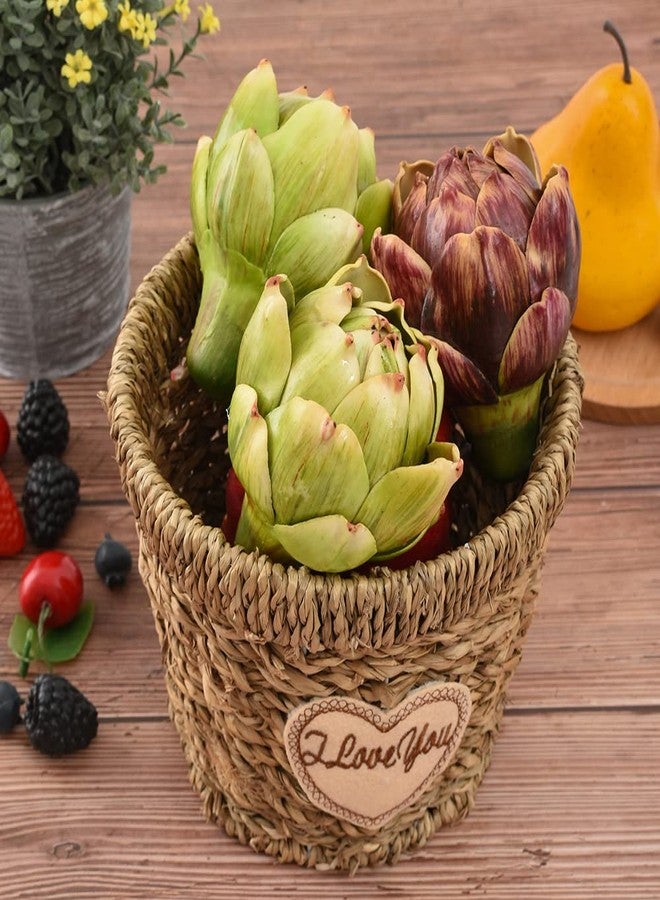 Luckforest Artificial Artichokes, Small Simulation Artichoke Fake Fruits for Home Kitchen Decor Wedding Table Fruit Basket Decoration Set of 3, Green - Image 4