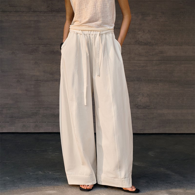 Women's 100% Cotton Loose Harem Pants Relaxed Lantern Trousers Solid Casual Full-Length Bottoms - Image 1