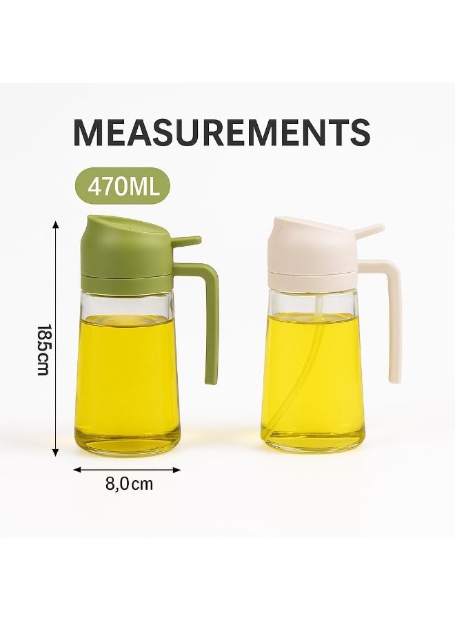 LIVVY 2-Pack Oil Dispenser & Spray Bottle Set (Green & Careem) – 15oz / 400ml Olive Oil Sprayer for Cooking, Air Fryer & Kitchen Use | Home & Kitchen Gadgets - Image 2