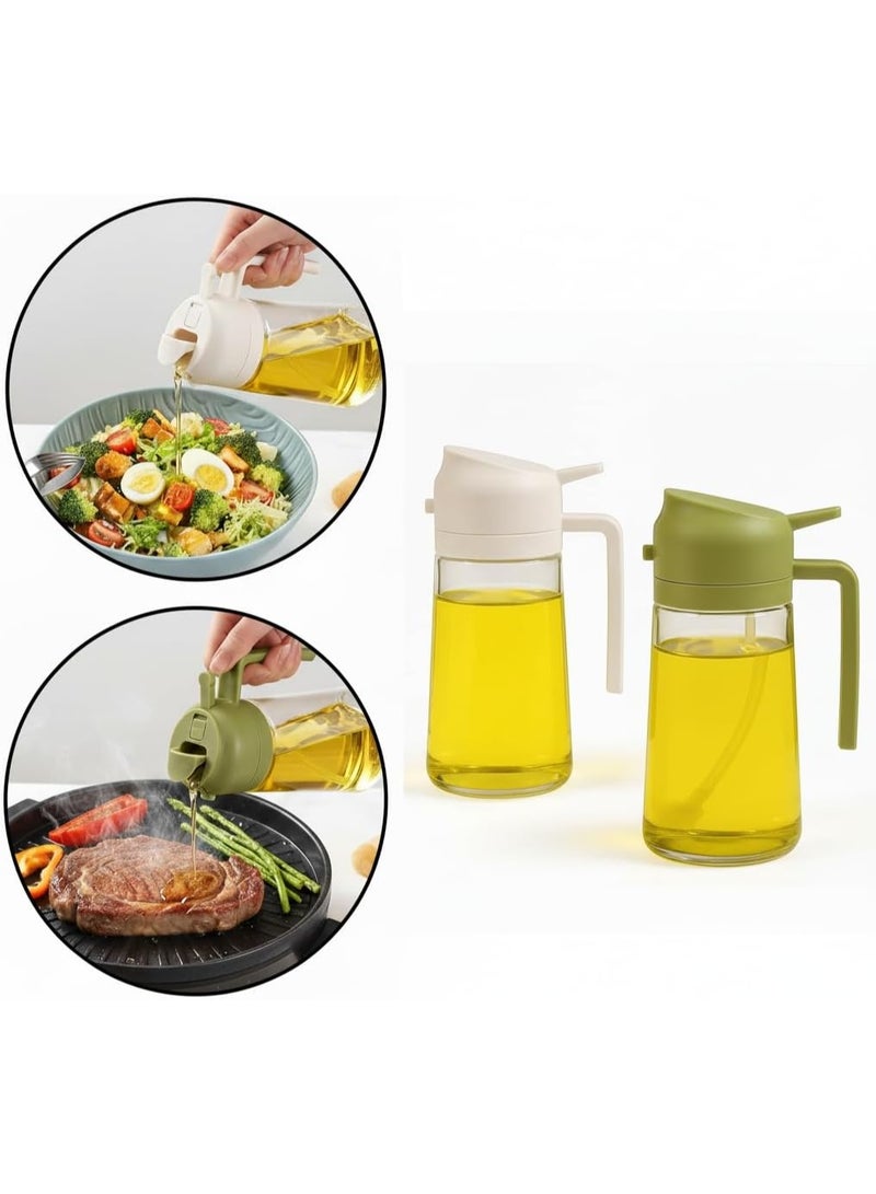 LIVVY 2-Pack Oil Dispenser & Spray Bottle Set (Green & Careem) – 15oz / 400ml Olive Oil Sprayer for Cooking, Air Fryer & Kitchen Use | Home & Kitchen Gadgets - Image 3