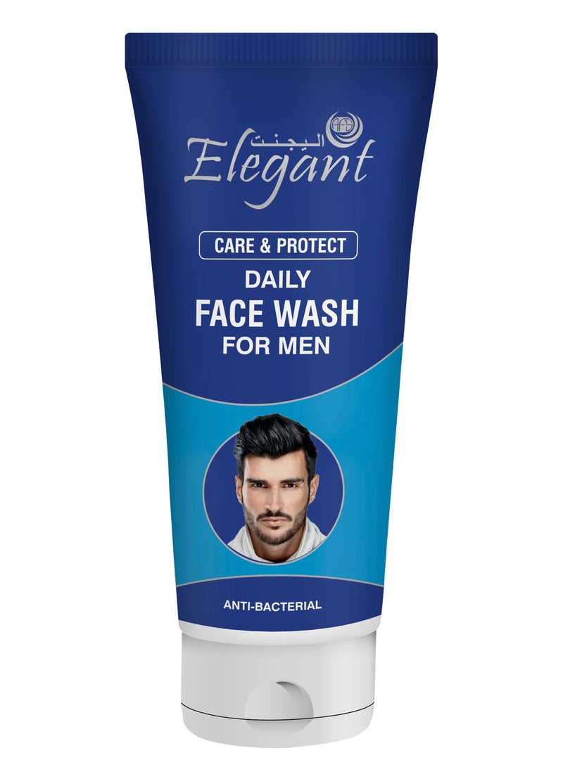 Elegant Daily Face Wash For Men, 150g - Care And Protect with Antibacterial Facial Cleanser