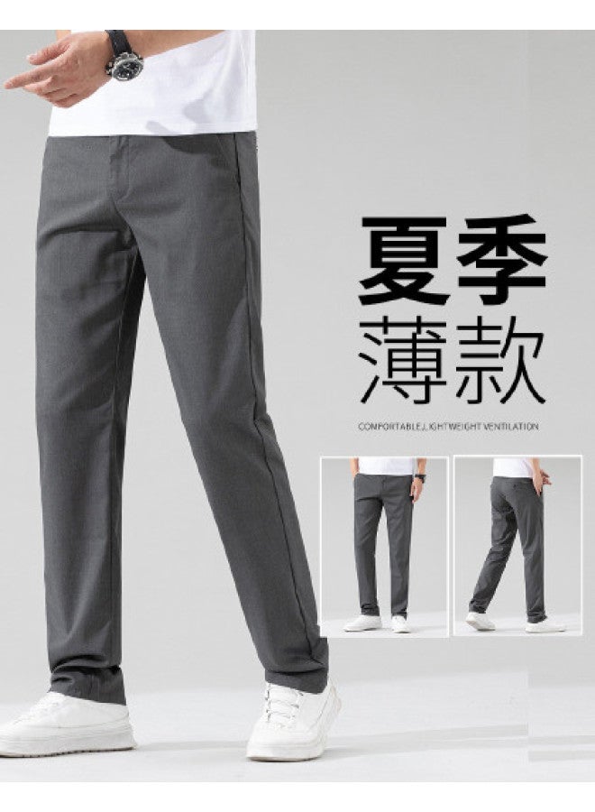 Fapai Men's Thin Business Casual Pants Popular Casual Easy-care Trousers Youth Long Pants Men - Image 1