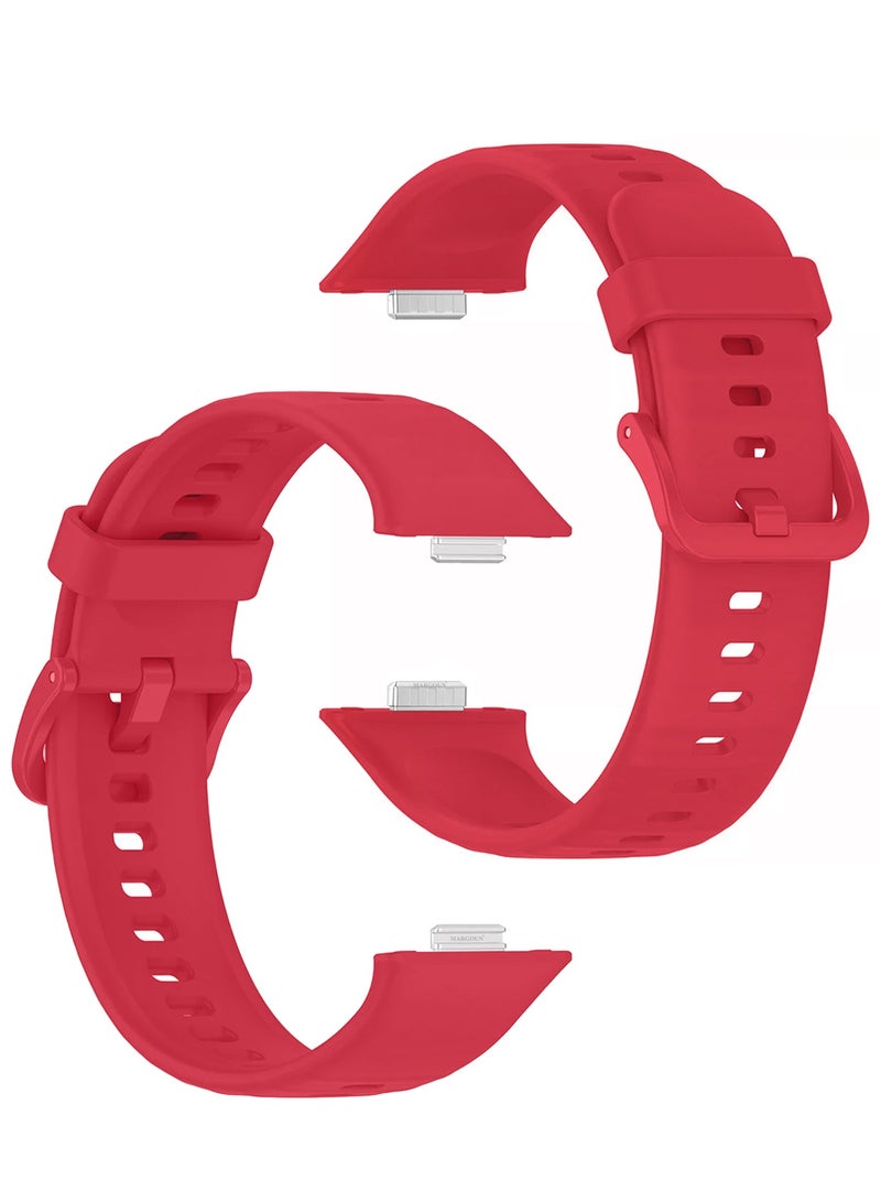 Wristband for Huawei Watch Fit 3/Fit 4/Fit 4 Pro Bands, Silicone Bracelet Quick Release Arm Band, Replacement Smartwatch Band Quick Release Sport Straps - Red - Image 4