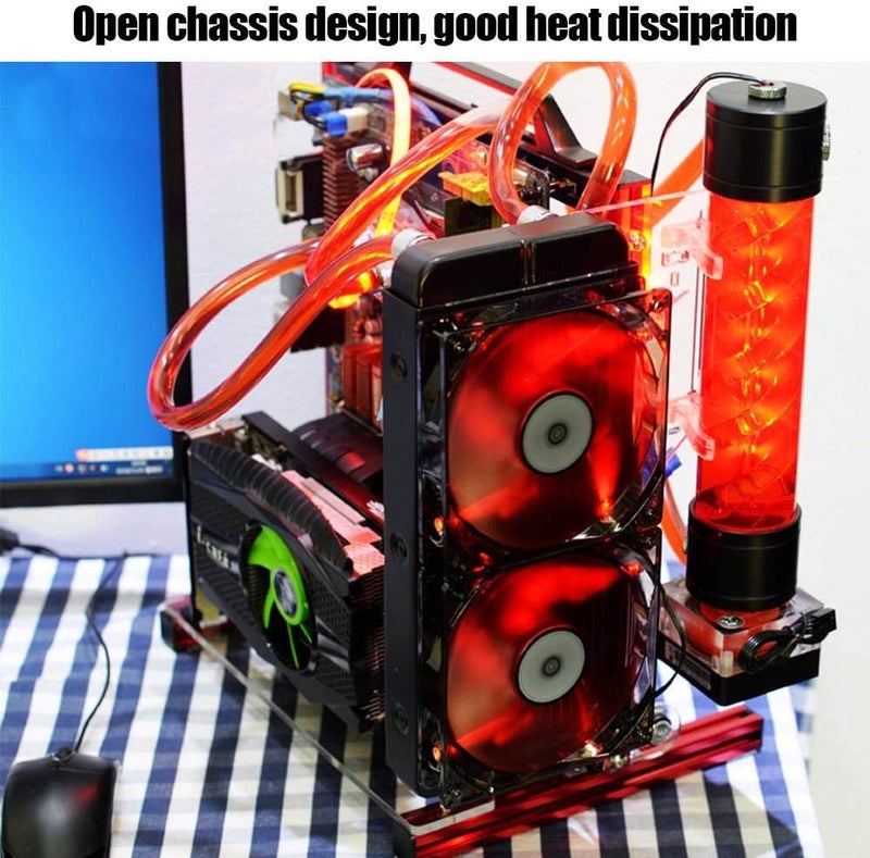 ATX/M-ATX/ITX DIY Chassis Bracket Open Chassis Mining Rig Frame ITX Case ATX Test Bench PC Case, Vertical Overclocking Open Aluminum Frame Chassis Rack, Water-Cooled PC Test Bench (Red) - Image 3